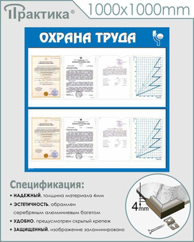 С05 Стенд охрана труда (1000х1000 мм, пластик ПВХ 3 мм, алюминиевый багет серебряного цвета) - Стенды - Стенды по охране труда - . Магазин Znakstend.ru